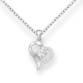 Sterling Silver Pendant Rainbow Moonstone & CZ