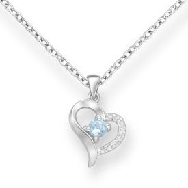 Sterling Silver Pendant, Sky Blue Topaz & CZ